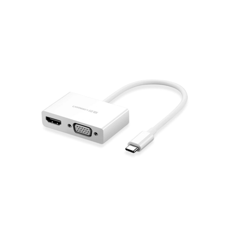 Cable Usb-C A Hdmi + Vga Hembra Mm123 Blanco Ugreen